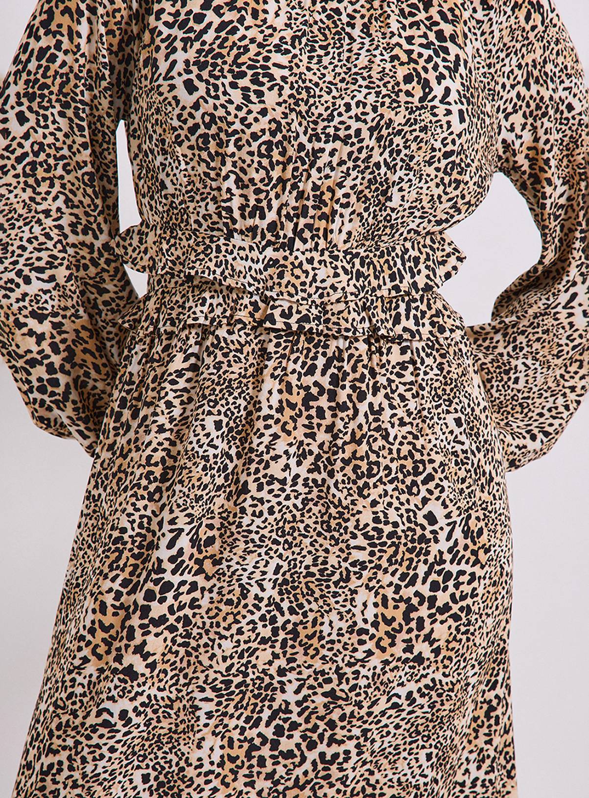 DOROTHY PERKINS Animal Frill Waist Detail Blouson Sleeve Midaxi Dress 8 - Image 4